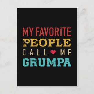 My favourite people call me grumpa vintage retro postcard