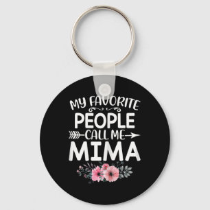 My Favourite People Call Me Mima Cute Pink Floral  Keychain