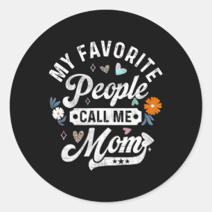 My Favourite People Call Me Mom Vintage Floral Leo Classic Round Sticker