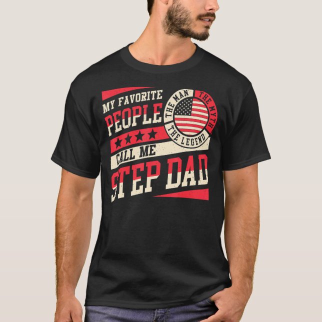 My Favourite People Call Me Stepdad Men Retro Papa T-Shirt (Front)