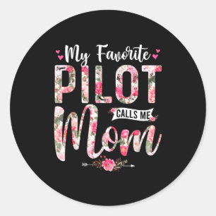 My favourite pilot call me mom happy mother's day classic round sticker