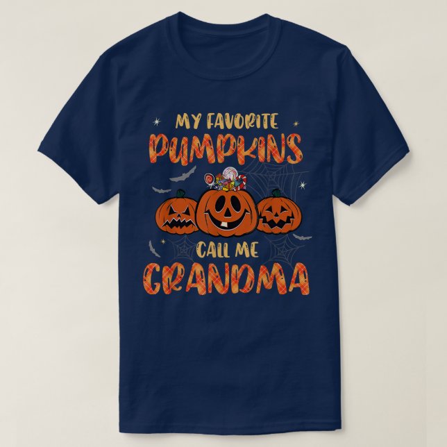 My Favourite Pumpkins Call Me Grandma Pumpkins Hal T-Shirt (Design Front)