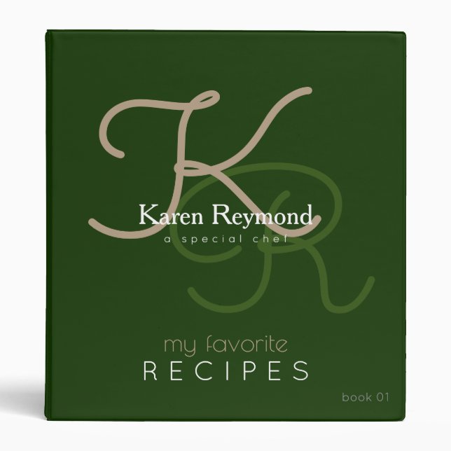 my favourite recipes monogram green binder book (Front)