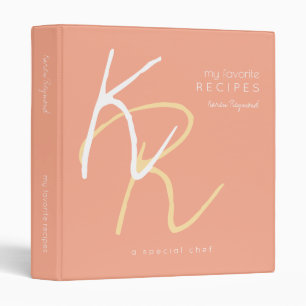 My Favourite Recipes Monogram Peach RecipeBook Binder