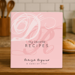 My Favourite Recipes Monogrammed Blush Pink Binder
