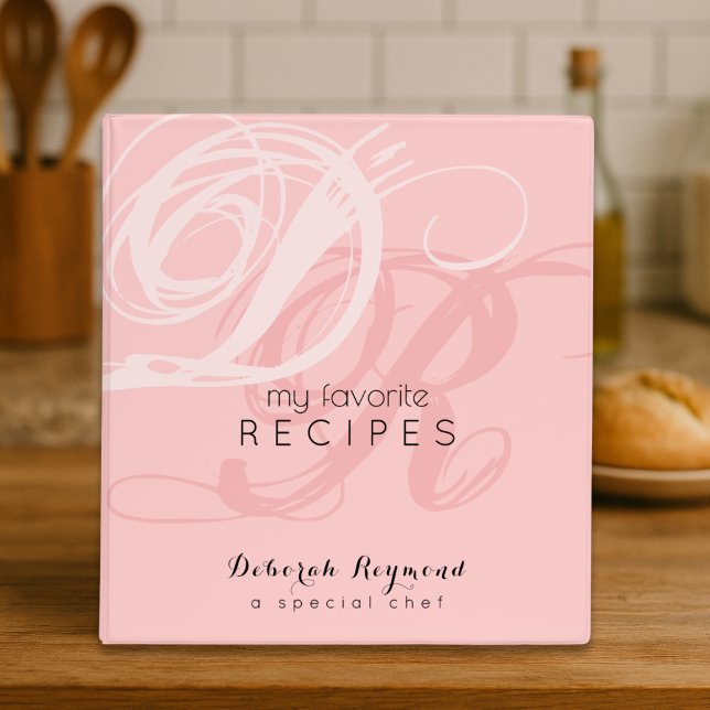 My Favourite Recipes Monogrammed Blush Pink Binder (Creator Uploaded)