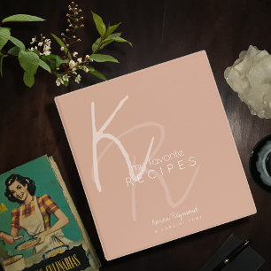 My Favourite Recipes Monogrammed Dusty Rose Binder