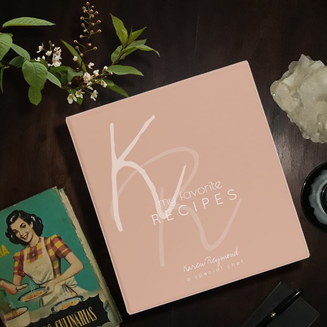 My Favourite Recipes Monogrammed Dusty Rose Binder (Creator Uploaded)