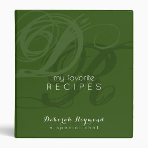 my favourite Recipes Monogrammed Green Binder