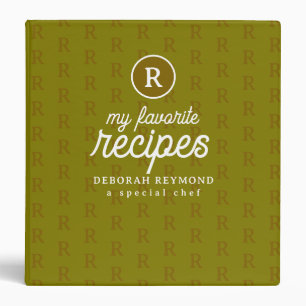 My Favourite Recipes Olive Monogrammed Binder