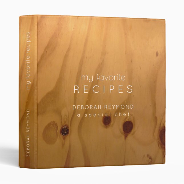 my favourite recipes rustic faux-wood binder book (Front/Spine)