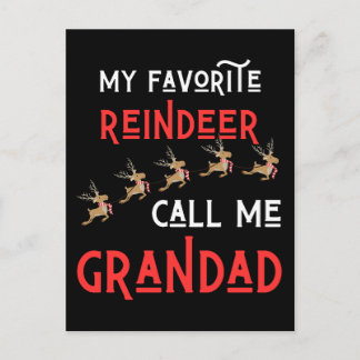 My Favourite Reindeer Call Me Grandad Dad Christma Postcard