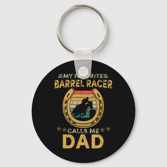 My Favourite Rrel Racer Calls Me Dad Horse Racing  Keychain (Front)