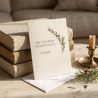My Favourite Season Minimalist Botanical Cream Thank You Card