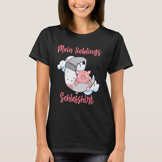 My Favourite Sleep  Teacup Pig Mini Pig Moon T-Shirt (Front)