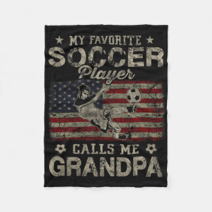 My Favourite Soccer Player Calls Me Grandpa Usa Fl Fleece Blanket