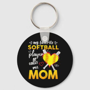 My Favourite Softball Player Calls Me Mom Keychain