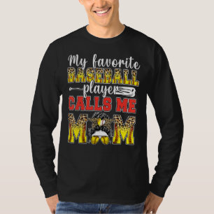 My Favourite Softball Player Calls Me Mom Leopard T-Shirt