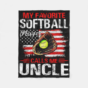 My Favourite Softbyll Player Calls Me Uncle Americ Fleece Blanket