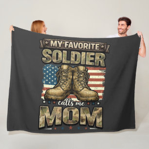 My favourite soldier calls me mom fleece blanket