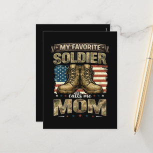 My favourite soldier calls me mom holiday postcard