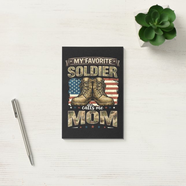 My favourite soldier calls me mom post-it notes (Office)
