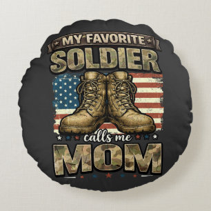 My favourite soldier calls me mom round pillow
