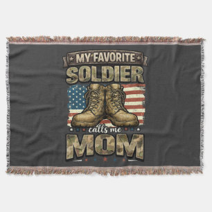 My favourite soldier calls me mom throw blanket