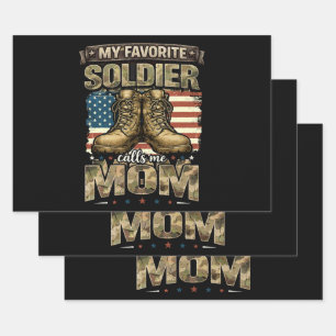 My favourite soldier calls me mom wrapping paper sheet