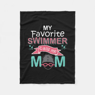 My Favourite Swimmer Calls Me Mom Funny Swimming Fleece Blanket