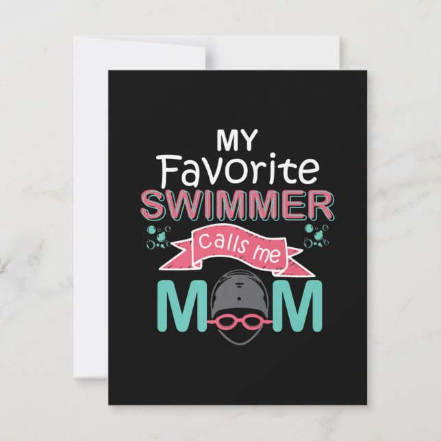 My Favourite Swimmer Calls Me Mom Funny Swimming Invitation (Front)