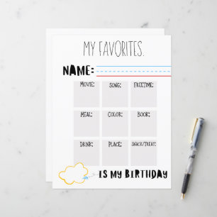 my favourite things questionnaire