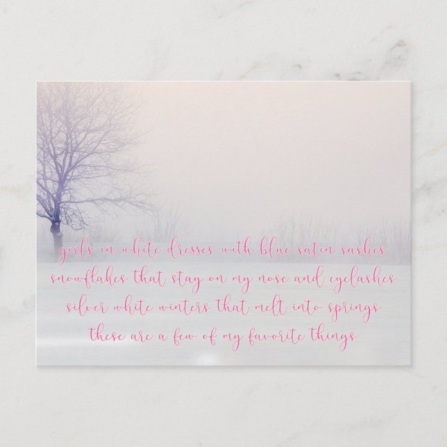 My Favourite Things - Romantic Winter Postcard (Front)