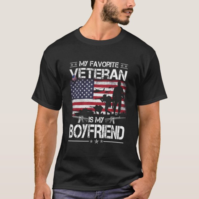 My Favourite Veteran Is My Boyfriend - Flag Mens V T-Shirt (Front)