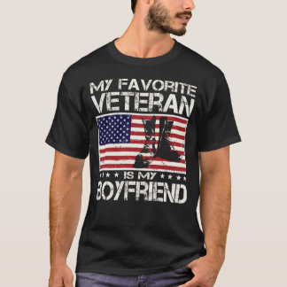 My Favourite Veteran Is My Boyfriend Usa Flag  T-Shirt