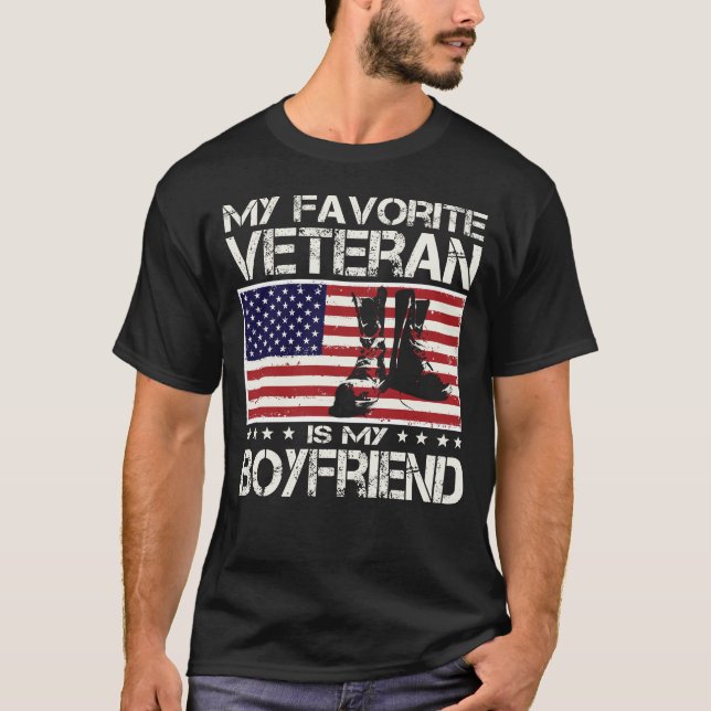 My Favourite Veteran Is My Boyfriend Usa Flag  T-Shirt (Front)