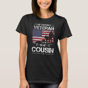 My Favourite Veteran Is My Cousin Flag Veterans D T-Shirt