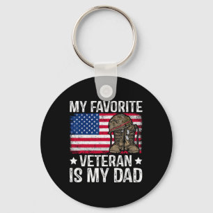 My Favourite Veteran Is My Dad Army Military Veter Keychain