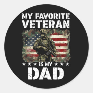 My Favourite Veteran Is My Dad Veterans Day Memori Classic Round Sticker
