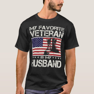 My Favourite Veteran Is My Husband Flag Father Day T-Shirt