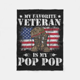 My Favourite Veteran Is My Pop Pop Proud Son Daugh Fleece Blanket