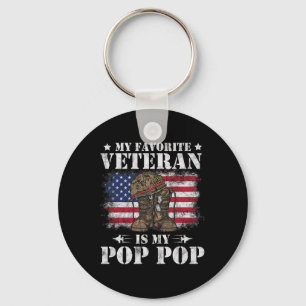 My Favourite Veteran Is My Pop Pop Proud Son Daugh Keychain