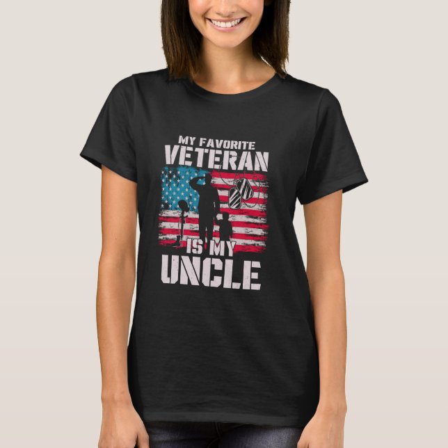 My Favourite Veteran Is My Uncle American Flag Fat T-Shirt (Front)