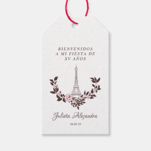 My Fifteen years Floral Design Torre Eiffel Gift Tags