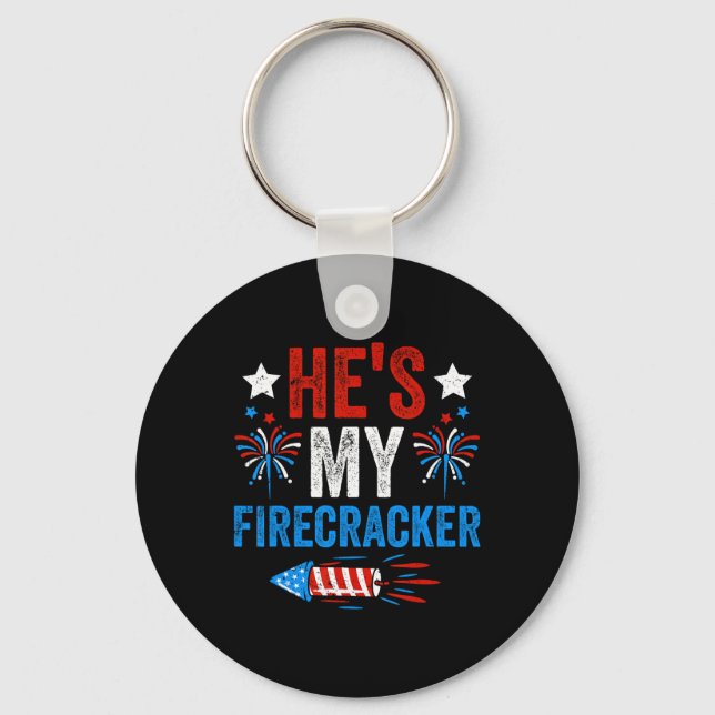 My Firecracker His And Hers 4th Of July Couples  Keychain (Front)