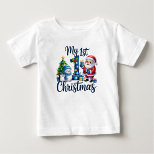 My First 1st Christmas Blue Baby Boy Xmas Snowman T-Shirt