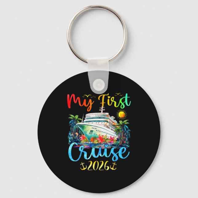 My First 2026 Cruise Trip Kids Vacation Matching F Keychain (Front)
