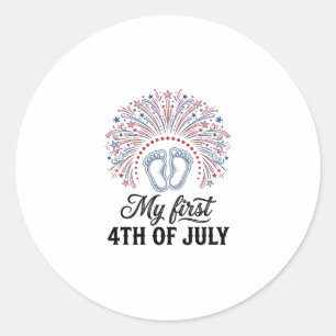 My First 4th of July Baby Feet Patriotic Shirt Des Classic Round Sticker