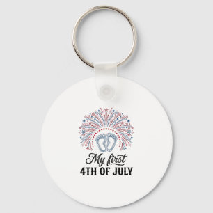 My First 4th of July Baby Feet Patriotic Shirt Des Keychain