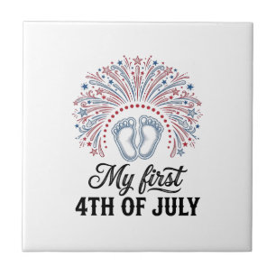 My First 4th of July Baby Feet Patriotic Shirt Des Tile